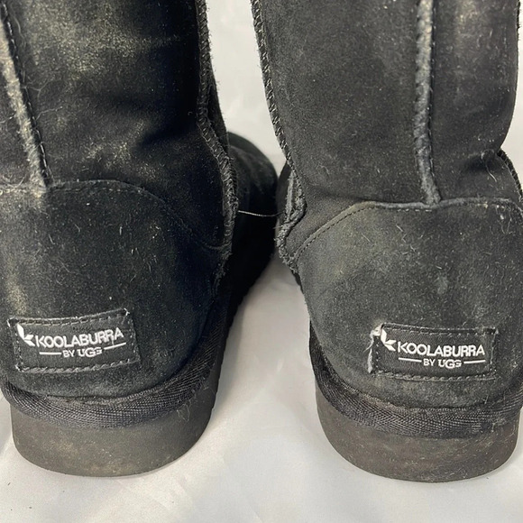KOOLABURRA by Ugg Black Suede Short Boots Genuine Suede Sherpa Pull-on Size 10 - Picture 8 of 13